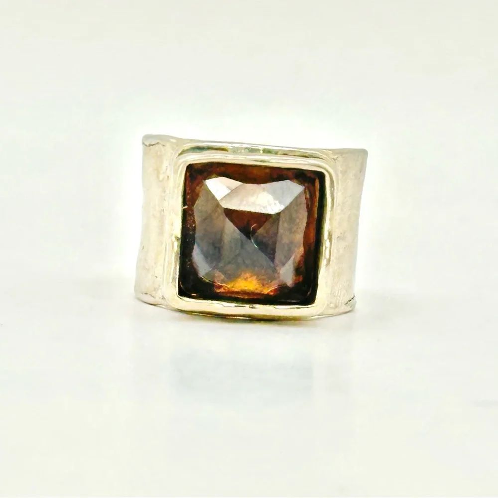Silpada Retired Vintage R1453 Dusk Til Dawn Silver Smoky Quartz Ring Size 7.75